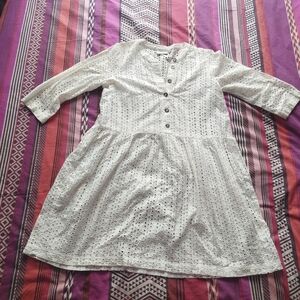 Chic White Eyelet Button-Up Mini Dress